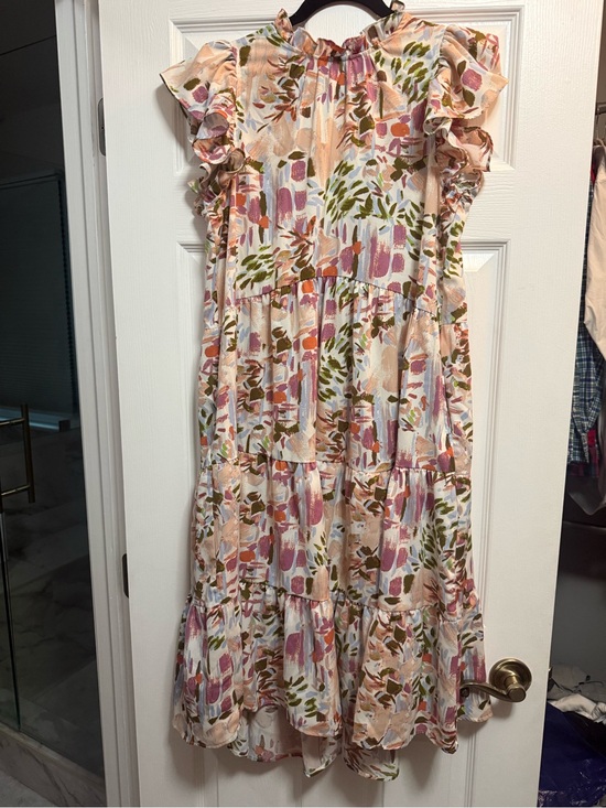 Dresses & Skirts - Floral Tiered Ruffle Dress in Peach-Pink